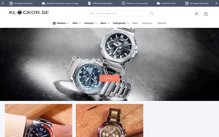 Screenshot of klockor.se