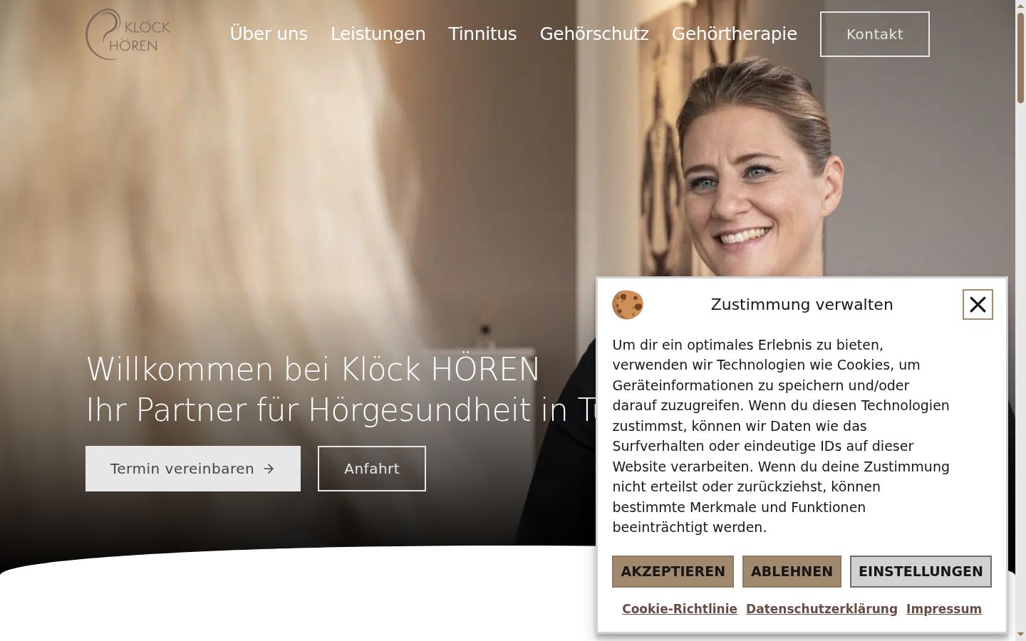 Screenshot des Einwilligungsbanners vor jeglicher Interaktion