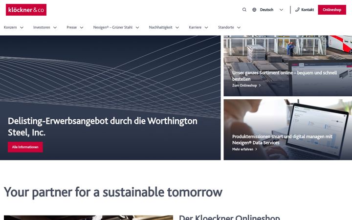 Screenshot of kloeckner.com