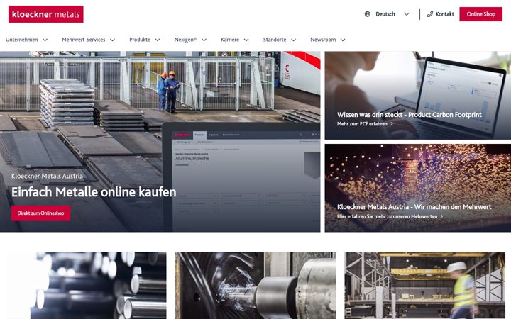 Screenshot of kloecknermetals.at