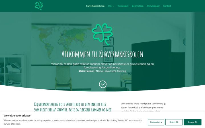 Screenshot of kloeverbakkeskolen.dk