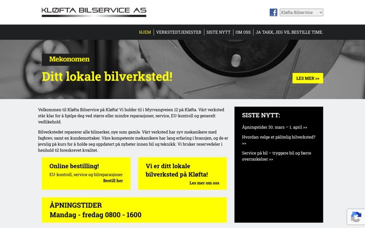 Screenshot of kloftabilservice.no