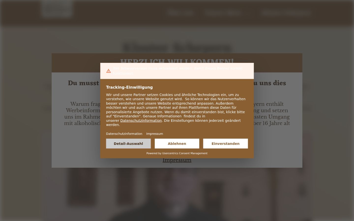 Captură de ecran a bannerului de consimțământ afișat înainte de orice interacțiune