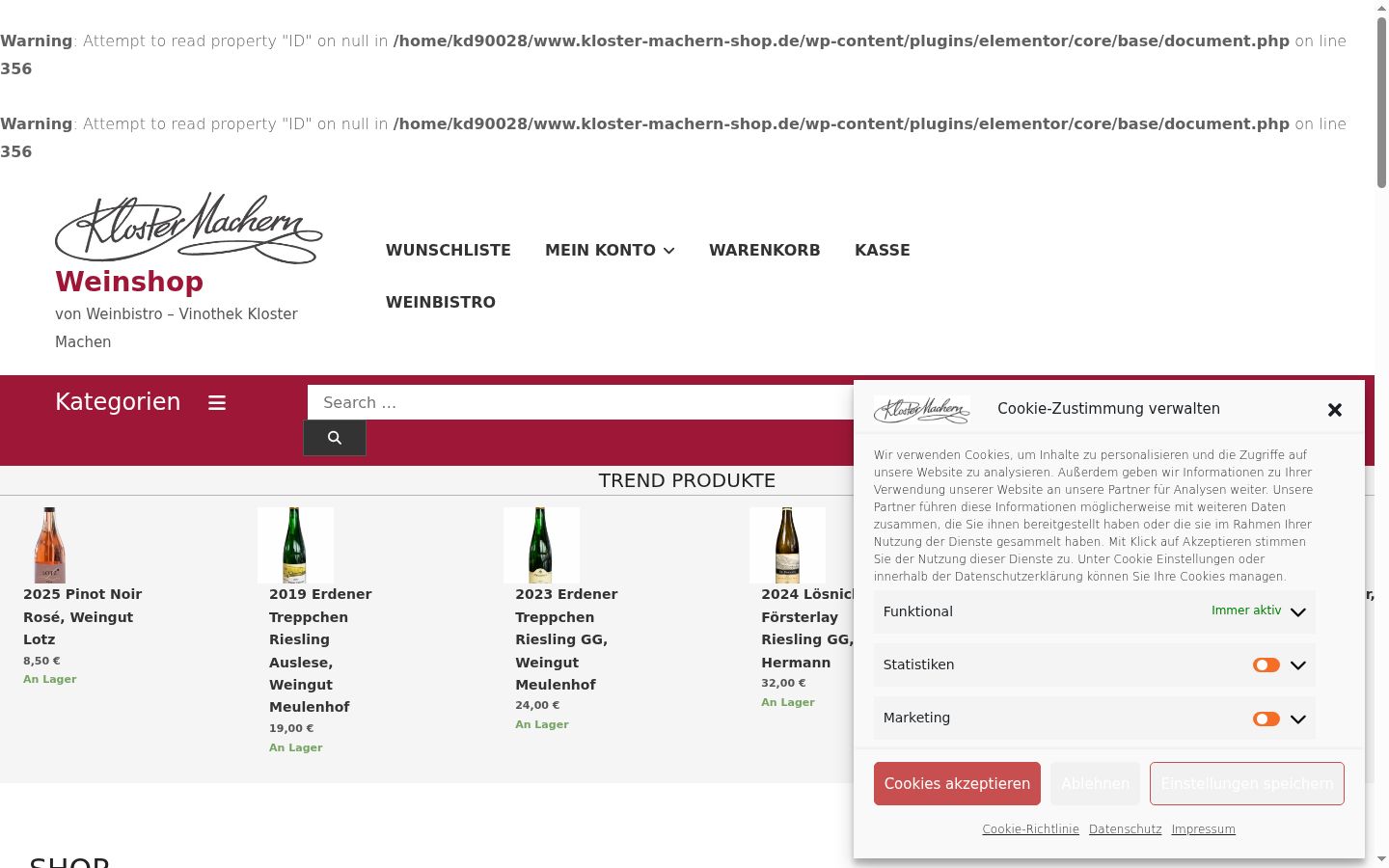 Captura de ecrã do banner de consentimento apresentado antes de qualquer interação