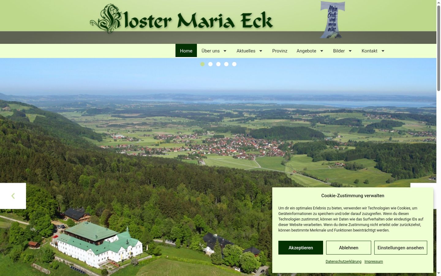 Screenshot des Einwilligungsbanners vor jeglicher Interaktion