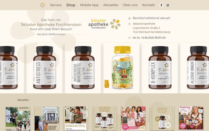 Screenshot of klosterapotheke.at