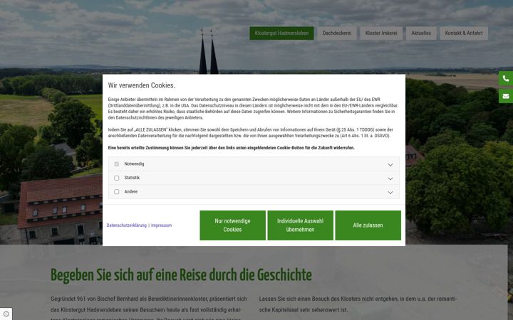 Screenshot of klostergut-hadmersleben.de