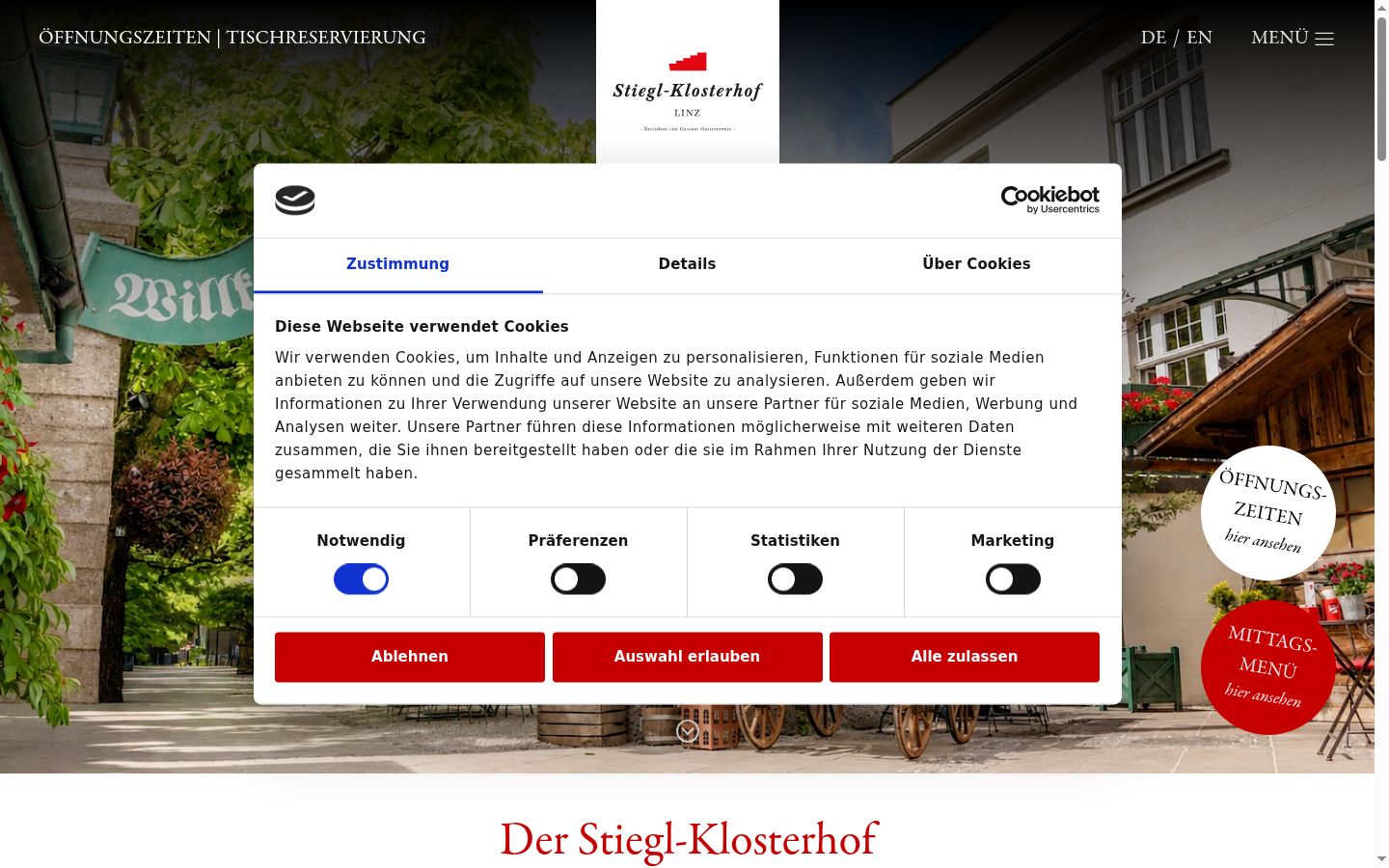 Screenshot of the consent banner shown before any interaction