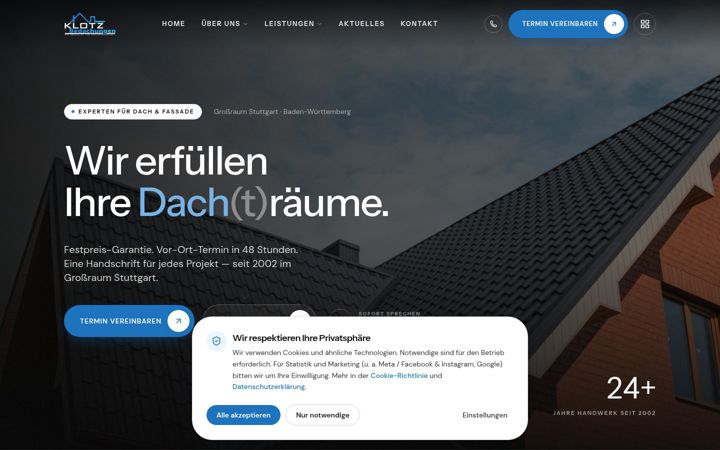 Screenshot of klotz-bedachungen.de