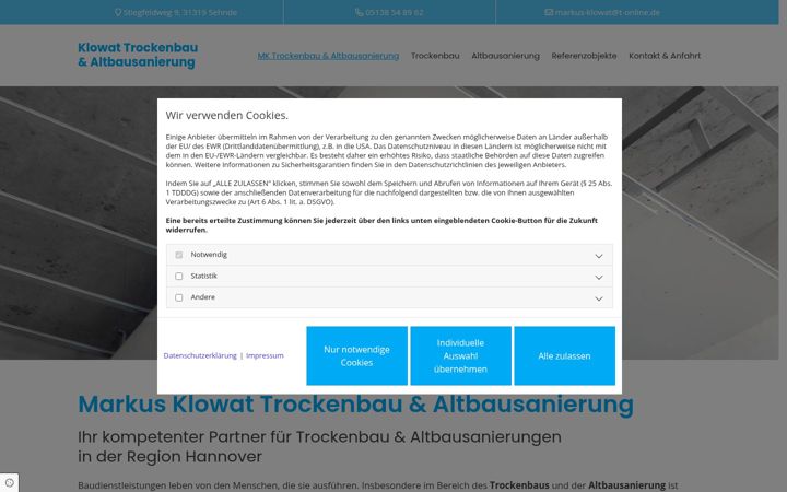 Screenshot of klowat-trockenbau.de