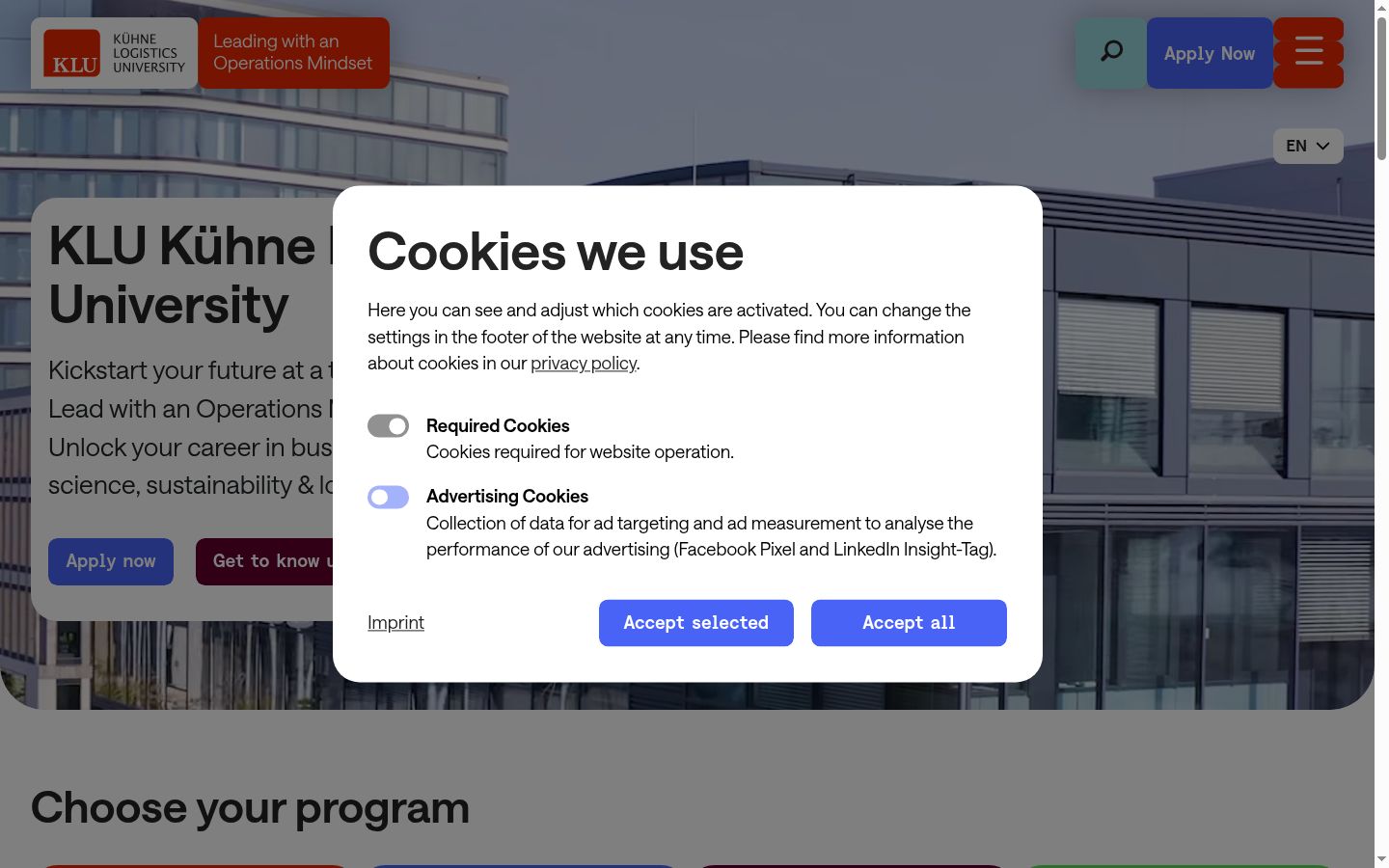 Screenshot del banner di consenso mostrato prima di qualsiasi interazione