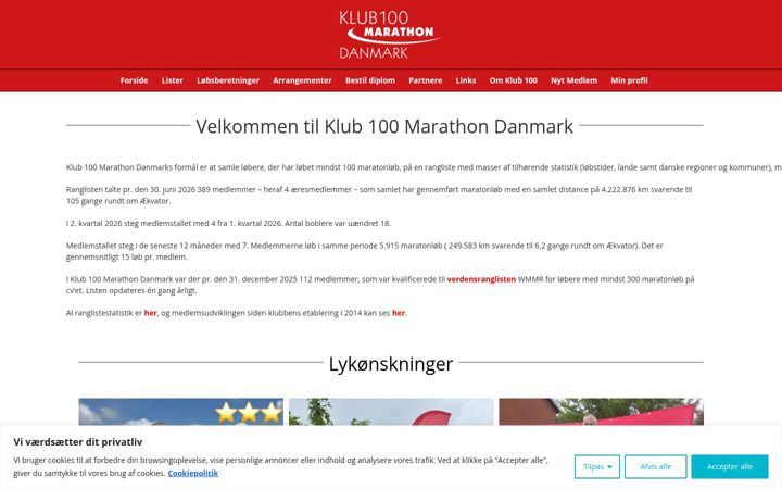 Screenshot of klub100marathon.dk