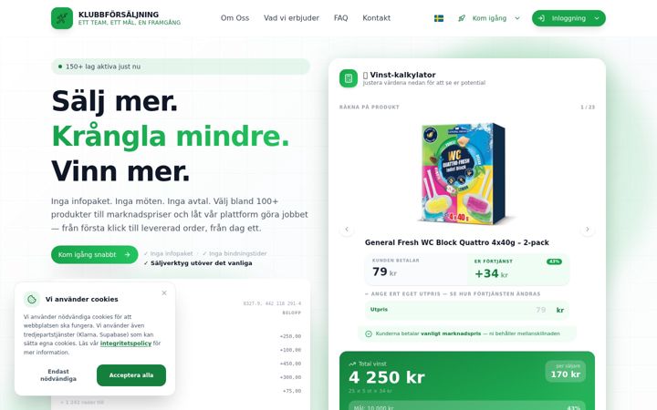 Screenshot of klubbforsaljning.se