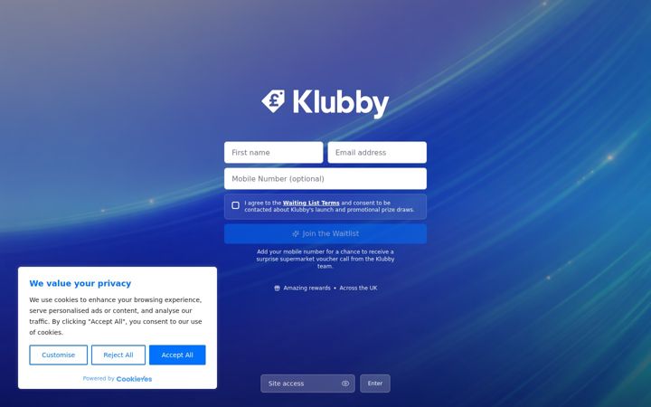 Screenshot of klubby.co.uk