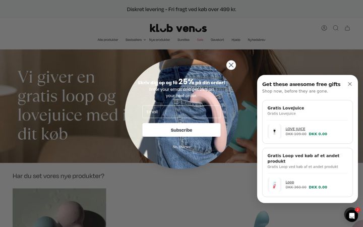 Screenshot of klubvenus.dk