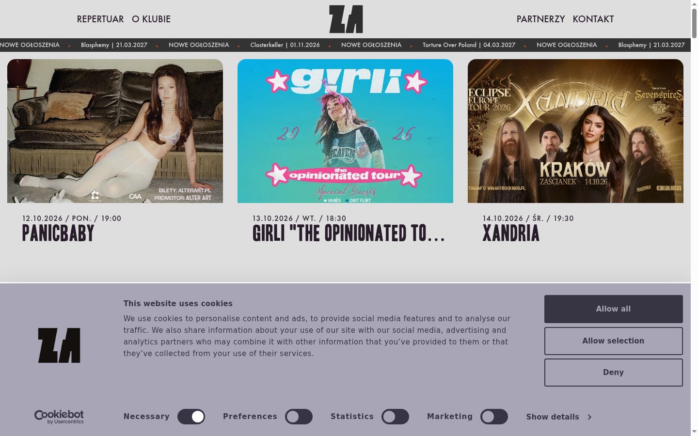 Screenshot of the consent banner shown before any interaction