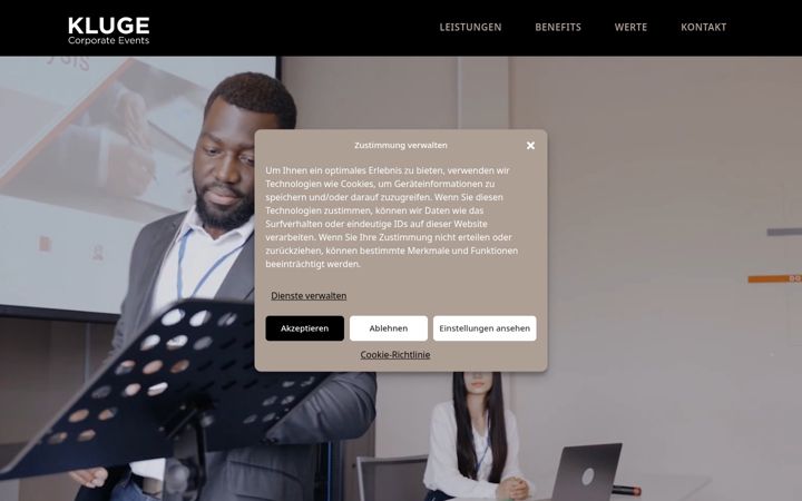 Screenshot of klugeevents.com