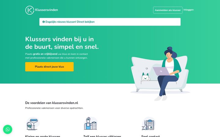 Screenshot of klussersvinden.nl