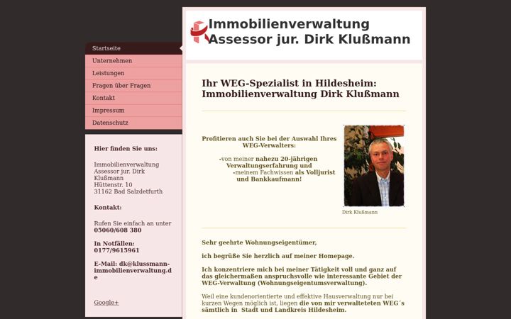 Captura de ecrã de klussmann-immobilienverwaltung.de