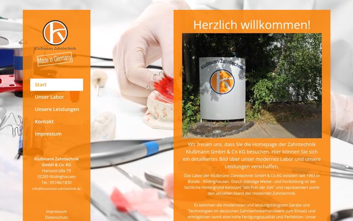 Screenshot of klussmann-zahntechnik.de