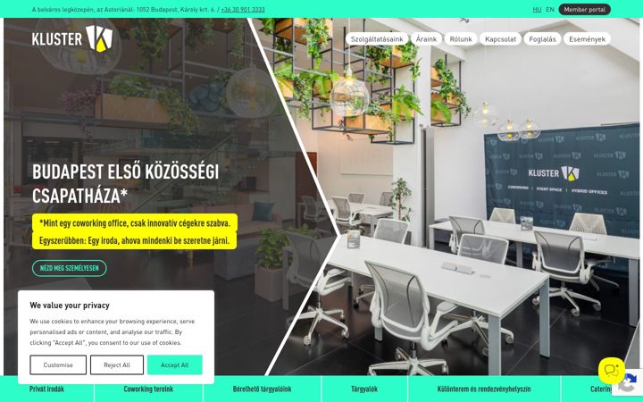 Screenshot of kluster.hu