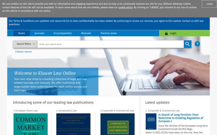 Screenshot of kluwerlawonline.com