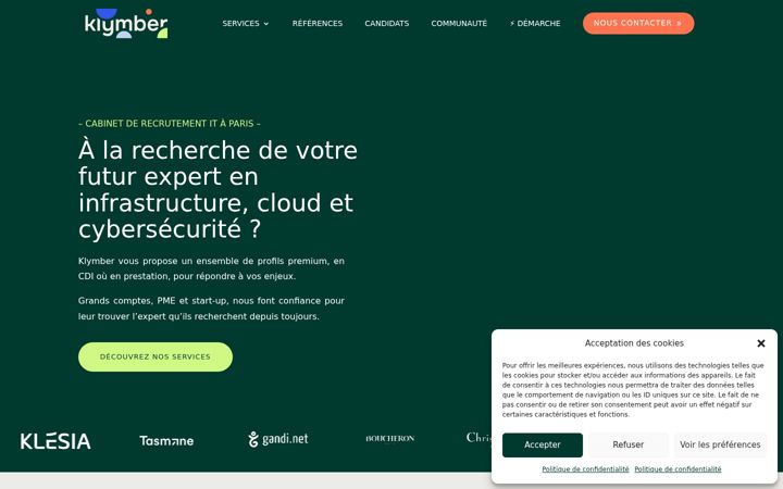 Screenshot of klymber.com