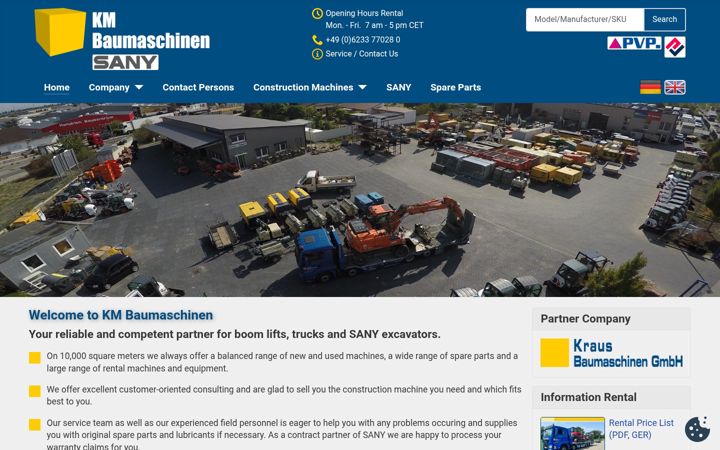 Screenshot of km-baumaschinen.de