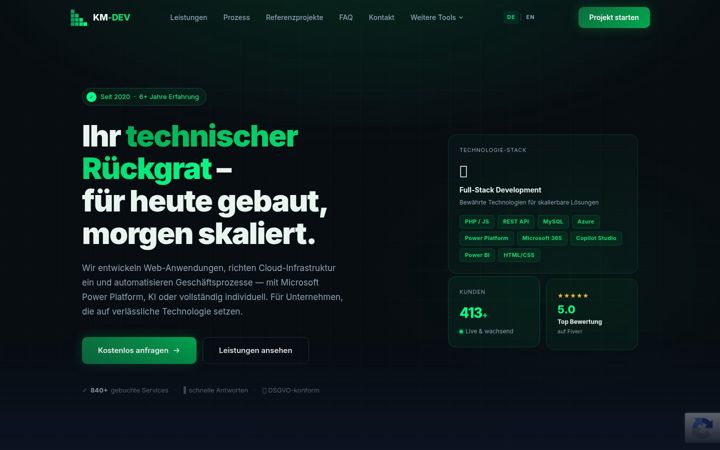 Screenshot of km-dev.de
