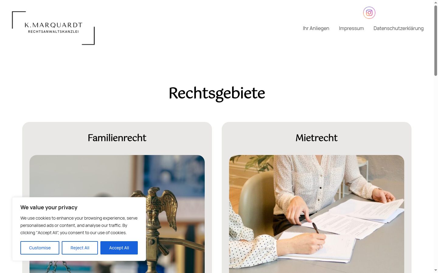 Screenshot des Einwilligungsbanners vor jeglicher Interaktion
