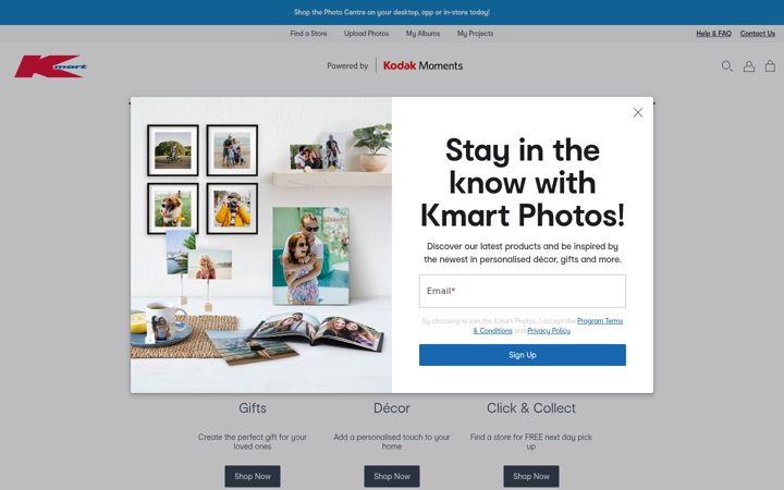 Screenshot of kmartphotos.com.au