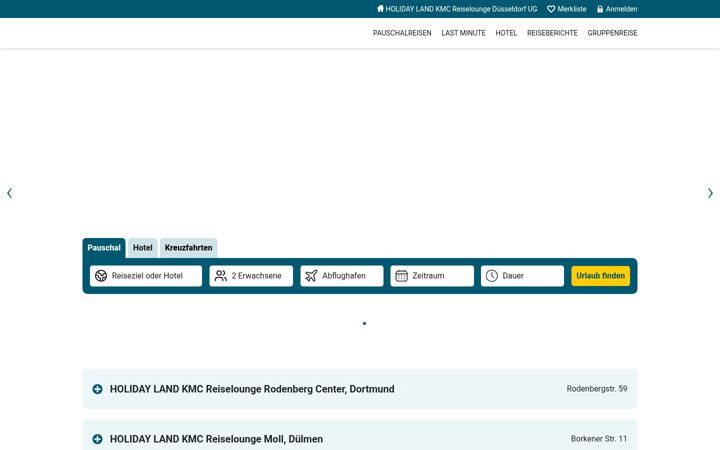Screenshot of kmc-reiselounge-duesseldorf.de