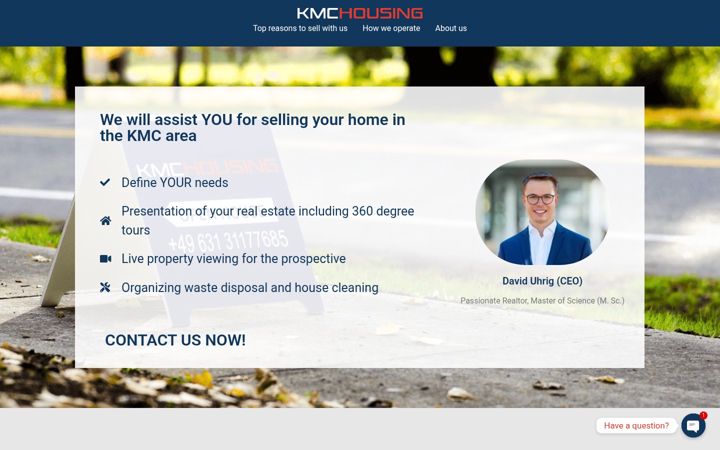 Screenshot of kmchousing.com