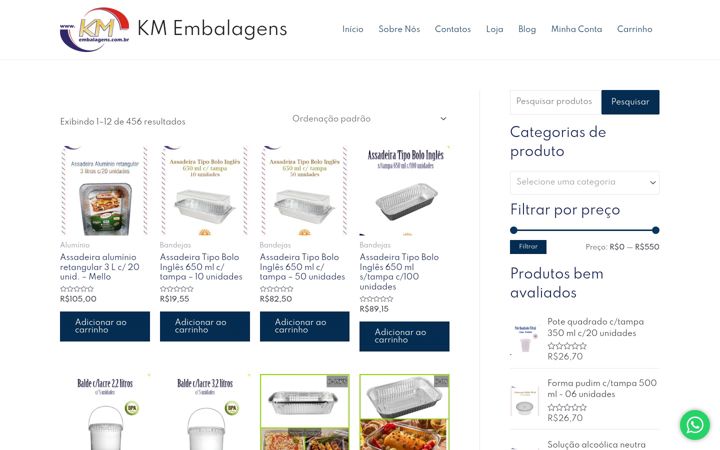 Screenshot of kmembalagens.com.br