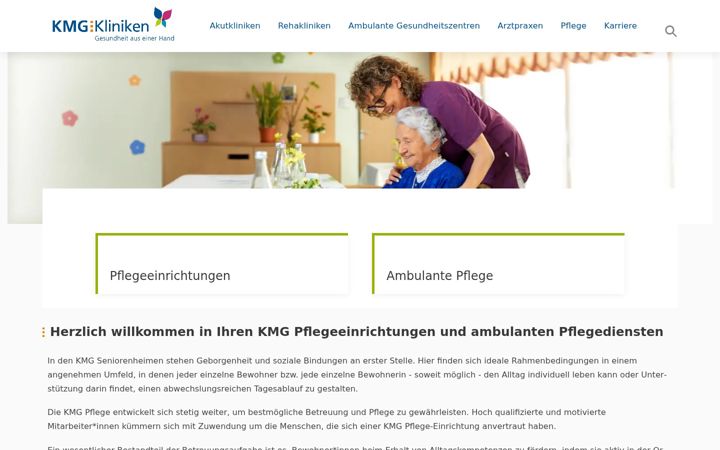 Screenshot of kmg-pflege.de