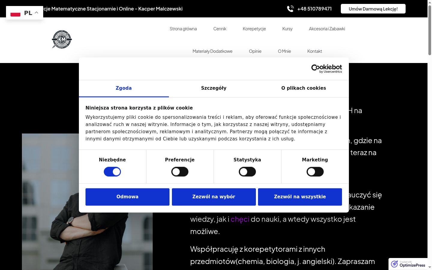 Zrzut ekranu banera zgody wyświetlanego przed jakąkolwiek interakcją