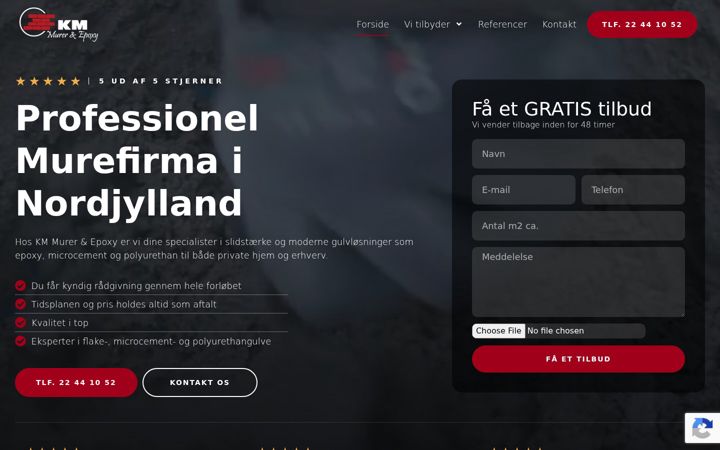 Kuvakaappaus sivustosta kmmurer-epoxy.dk