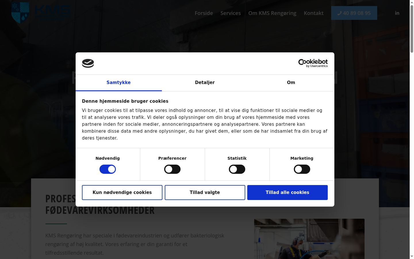 Captura de ecrã do banner de consentimento apresentado antes de qualquer interação