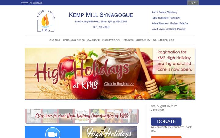 Screenshot of kmsynagogue.org