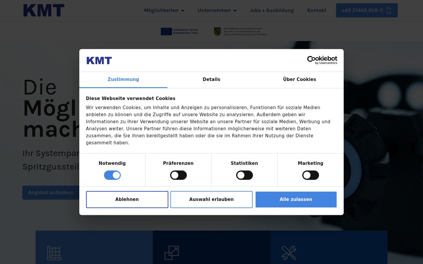 Skærmbillede af samtykkebanneret, som det blev vist før nogen interaktion