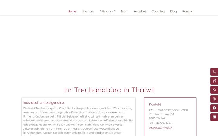 Screenshot of kmu-trex.ch
