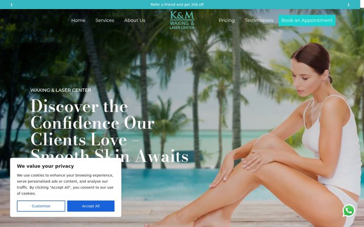 Screenshot of kmwaxingcenter.com