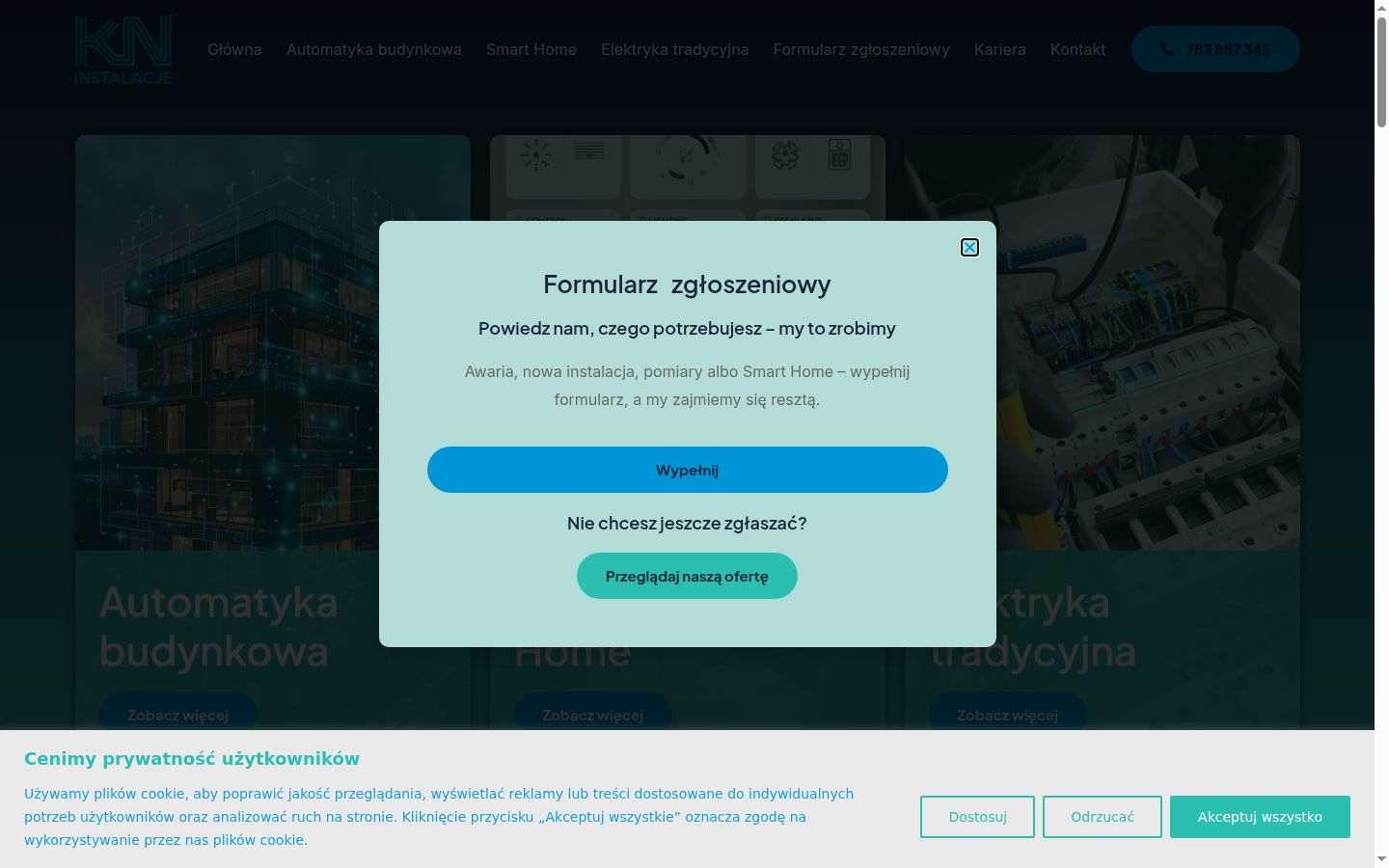 Sutikimo reklamjuostės, rodytos prieš bet kokią sąveiką, ekrano kopija