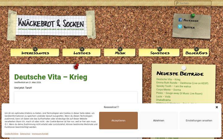 Screenshot of knaeckebrotundsocken.de