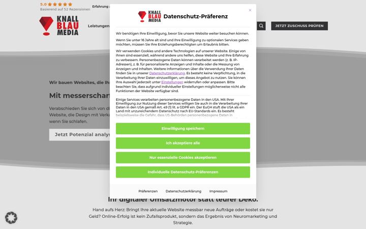 Screenshot of knallblaumedia.de