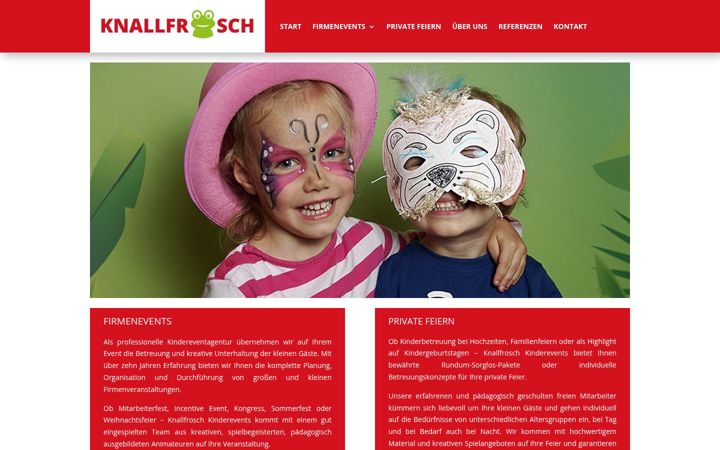 Screenshot of knallfrosch-kinderevents.de
