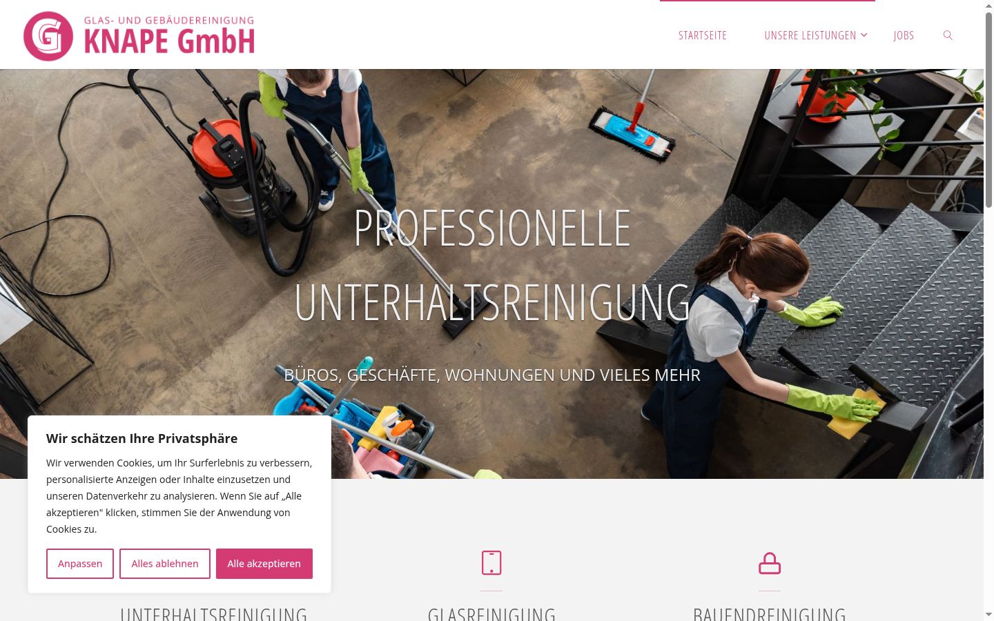 Screenshot des Einwilligungsbanners vor jeglicher Interaktion
