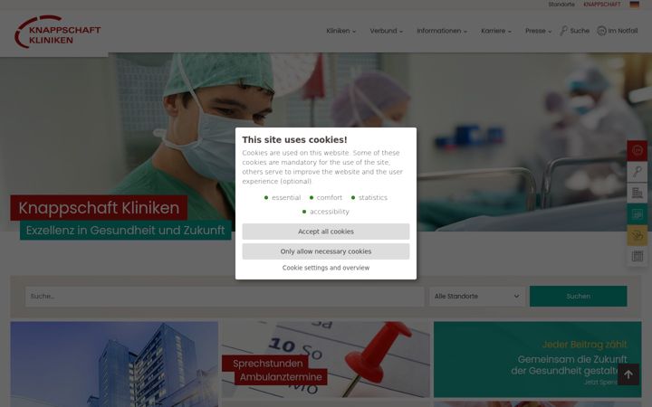 Screenshot of knappschaft-kliniken.de
