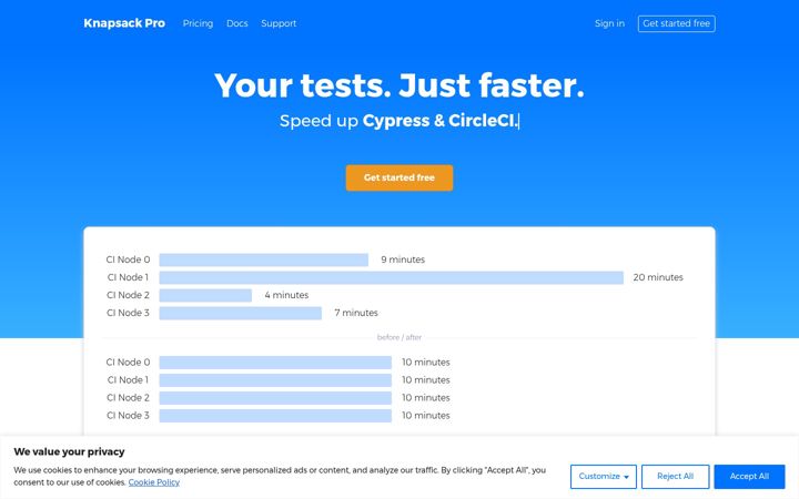 Screenshot of knapsackpro.com