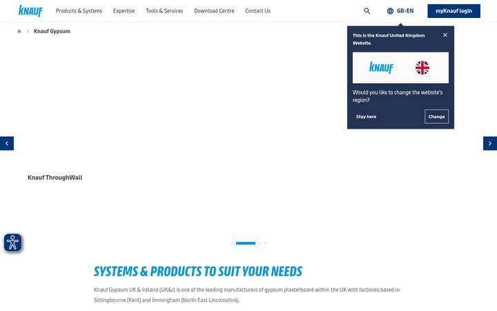 Screenshot of knauf.co.uk